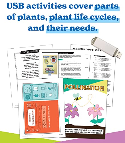 In A Flash Plants Science Instructional Resources—Flash Drive With Lessons, Labs, Observation Journal, Templates, Songs, Posters, STEM Challenge, Plant E-Books, Grades K-2 (191 pgs)