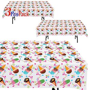 AnapoliZ Ice Cream Plastic Tablecloth | 3 Pcs Pack (54” Inch Wide x 102” Inch Long) | Rectangular Ice Cream, Popsicle Table Cover | Summer Party Table Decoration | Ice Cream Social, BBQ Tablecloth