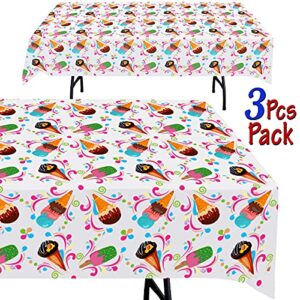 AnapoliZ Ice Cream Plastic Tablecloth | 3 Pcs Pack (54” Inch Wide x 102” Inch Long) | Rectangular Ice Cream, Popsicle Table Cover | Summer Party Table Decoration | Ice Cream Social, BBQ Tablecloth