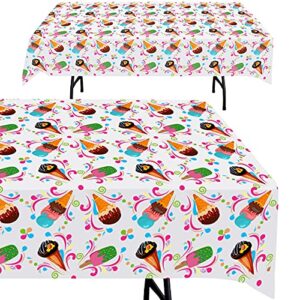 AnapoliZ Ice Cream Plastic Tablecloth | 3 Pcs Pack (54” Inch Wide x 102” Inch Long) | Rectangular Ice Cream, Popsicle Table Cover | Summer Party Table Decoration | Ice Cream Social, BBQ Tablecloth