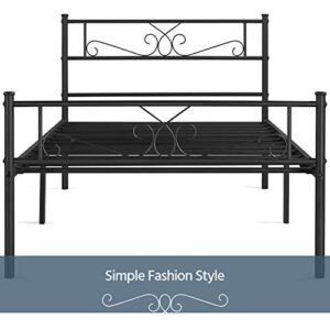Topeakmart 13 inch Classic Metal Bed Frame with Headboard Mattress Foundation/Platform Bed/Slatted Bed Base,Twin Size