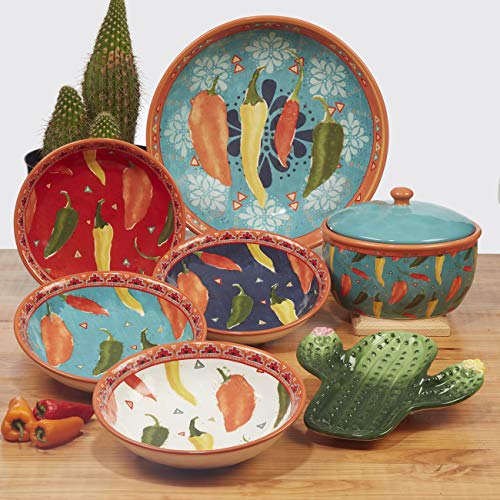 Certified International Santa Fe Chip & Dip Server,13.5" Diameter x 1.75", Multicolor