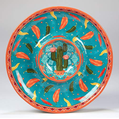 Certified International Santa Fe Chip & Dip Server,13.5" Diameter x 1.75", Multicolor