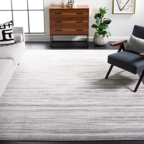 SAFAVIEH Skyler Collection 9' x 12' Ivory/Grey SKY121F Stripe Non-Shedding Living Room Dining Bedroom Area Rug