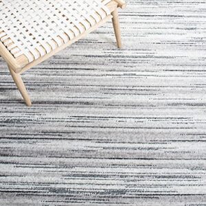SAFAVIEH Skyler Collection 9' x 12' Ivory/Grey SKY121F Stripe Non-Shedding Living Room Dining Bedroom Area Rug