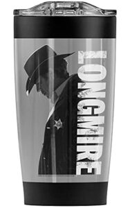 longmire profile stainless steel tumbler 20 oz coffee travel mug/cup, vacuum insulated & double wall with leakproof sliding lid | great for hot drinks and cold beverages