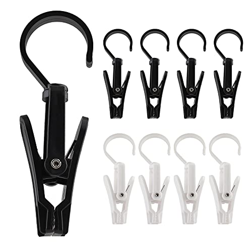 Jiozermi 20 PCS Laundry Hooks Clip, Plastic Clothes Pins, Super Strong Hanger Clips, Swivel Hooks Clip for Clothing Store Home Office & Workshop, White & Black