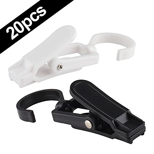 Jiozermi 20 PCS Laundry Hooks Clip, Plastic Clothes Pins, Super Strong Hanger Clips, Swivel Hooks Clip for Clothing Store Home Office & Workshop, White & Black