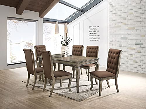 Liveasy Furniture Dining Table Set for 6 with Chairs, Dining Room Table Set with Tufted Dining Chairs, Kitchen Table Set for 6