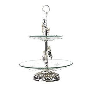 2 tier elegant glass cake stand cupcake tray multifunctional tower dessert fruit plate holder table decor for restaurant buffet bar picnic party festival afternoontea silver