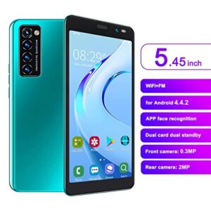 Hilitand 5.45 inch Smartphone, HD Full Screen Unlocked Cell Phones, for Android 4.4.2 Face Fingerprint Smart Phone, 512MB/4GB, HD Camera Mobil Phone, 1500mAh Battery, 128GB Extension (Green)