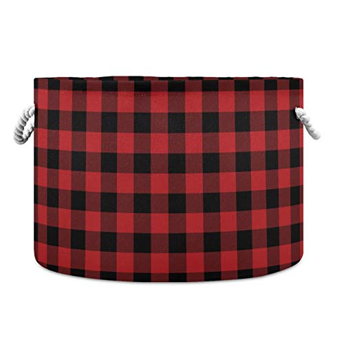 Qilmy Large Storage Basket Cotton Rope Basket Red Buffalo Plaid Baby Laundry Basket for Blankets Toys Storage Basket Laundry Hamper