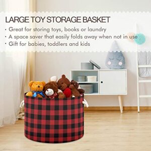 Qilmy Large Storage Basket Cotton Rope Basket Red Buffalo Plaid Baby Laundry Basket for Blankets Toys Storage Basket Laundry Hamper