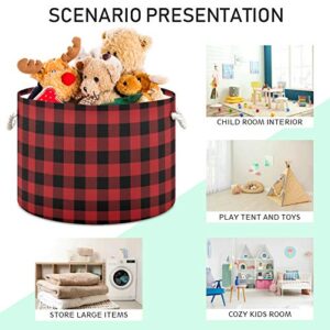 Qilmy Large Storage Basket Cotton Rope Basket Red Buffalo Plaid Baby Laundry Basket for Blankets Toys Storage Basket Laundry Hamper