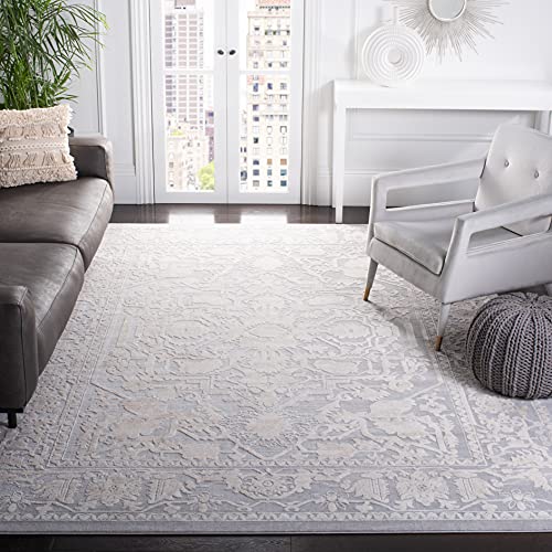 SAFAVIEH Reflection Collection 10' x 14' Light Grey/Cream RFT665C Boho Tribal Distressed Living Room Dining Bedroom Area Rug