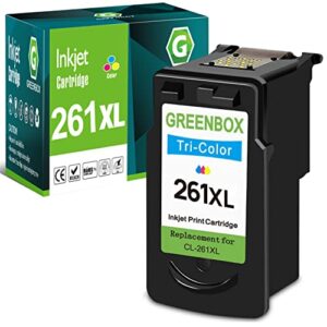 greenbox remanufactured ink cartridge replacement for canon 261 ink cartridges, high yield cl-261xl, for canon ts6420 ts5320 tr7020 all in one wireless printer (1 tri-color)