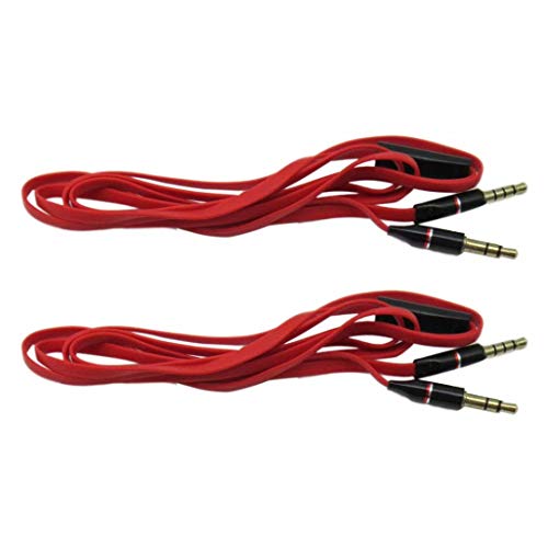 Performance 3.5MM Red Aux Cable Cord with in Line MIC for Skullcandy Crusher Headphones