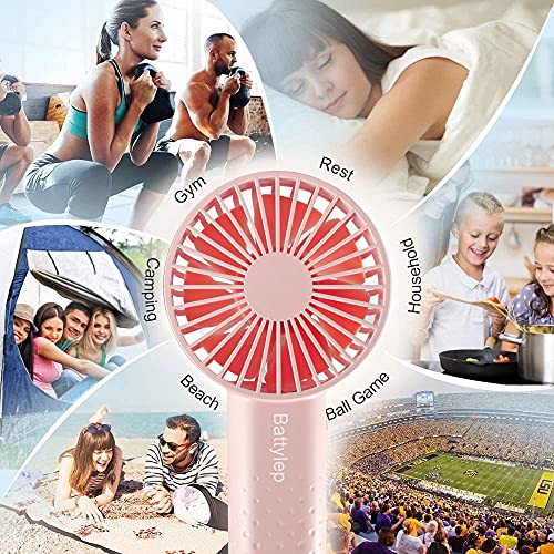 LCJMMO Mini Handheld Fan Powerful Small Personal Portable Fan with Lanyard, 3 Speeds Adjustable USB Rechargeable Battery Operated Cooling Fan for Indoor Outdoor Household Home Office Traveling , Pink