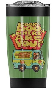 scooby-doo where are you mystery machine stainless steel tumbler 20 oz coffee travel mug/cup, vacuum insulated & double wall with leakproof sliding lid | great for hot drinks and cold beverages