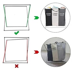 WANYU 125L Laundry Hamper 2 Section Basket Bin Washing Storage Bag Folding Hamper Sorter Aluminum X-Frame Cloth Organizer Durable for Bathroom Home with Carrying Handle (White+Grey)