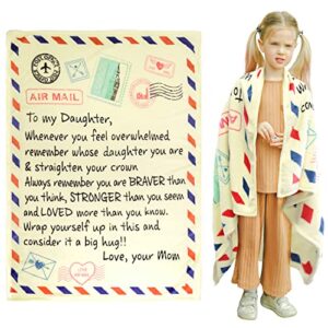 letter throw blankets mom to my daughter super soft warm large flannel blanket suitable for birthday and anniversaries gifts for bed, sofa,camping and travel