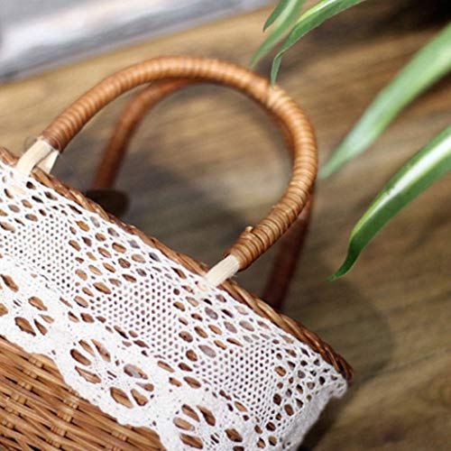 WSZJJ Hand-Woven Small Flower Basket Rattan Small Flower Basket Flower Basket Simulation Flower Basket