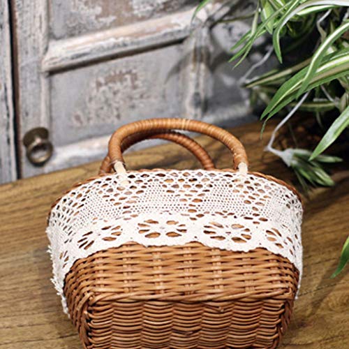 WSZJJ Hand-Woven Small Flower Basket Rattan Small Flower Basket Flower Basket Simulation Flower Basket