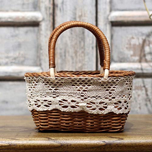 WSZJJ Hand-Woven Small Flower Basket Rattan Small Flower Basket Flower Basket Simulation Flower Basket