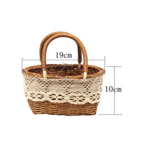 WSZJJ Hand-Woven Small Flower Basket Rattan Small Flower Basket Flower Basket Simulation Flower Basket