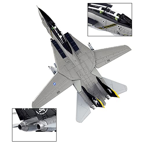 Busyflies Fighter Jet Model 1/100 F-14 Tomcat Skeleton Fighter Plane Model Diecast Military Airplane Model for Collection and Gift