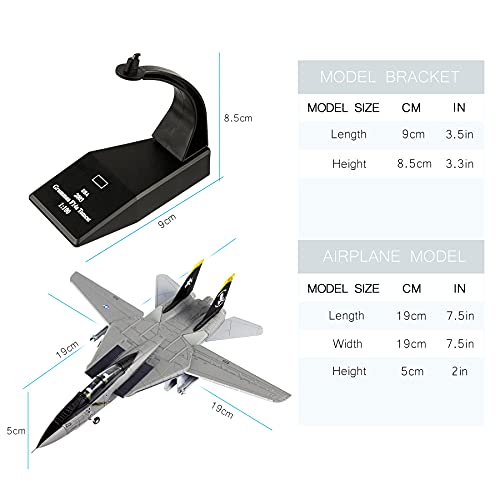 Busyflies Fighter Jet Model 1/100 F-14 Tomcat Skeleton Fighter Plane Model Diecast Military Airplane Model for Collection and Gift