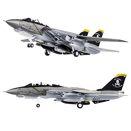 Busyflies Fighter Jet Model 1/100 F-14 Tomcat Skeleton Fighter Plane Model Diecast Military Airplane Model for Collection and Gift