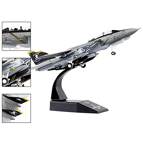 Busyflies Fighter Jet Model 1/100 F-14 Tomcat Skeleton Fighter Plane Model Diecast Military Airplane Model for Collection and Gift