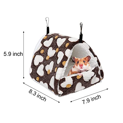 Petmolico Hamster Hammocks Tent Bed, Warm Plush Guinea Pig Bedding Hut Shed Hideout Sleeping Cage Nest Accessories for Guinea Pig Ferret Hedgehog Squirrel Chinchilla, Large, Coffee