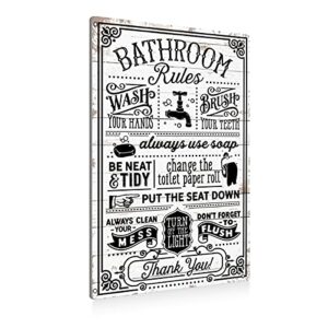 beastzheng funny bathroom rules metal tin sign wall decor - farmhouse bathroom quote tin sign for toilet restroom washroom home decor gifts