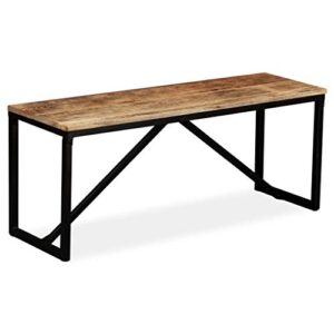 tidyard vintage bench industrial style mango wood seat dining table bench with steel legs home entryway living room kitchen furniture 43.3 x 13.8 x 17.7 inches (w x d x h)