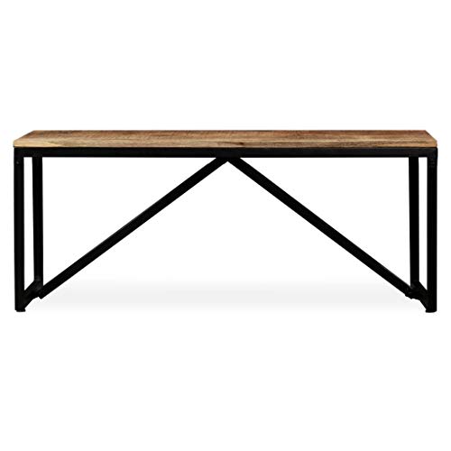 Tidyard Vintage Bench Industrial Style Mango Wood Seat Dining Table Bench with Steel Legs Home Entryway Living Room Kitchen Furniture 43.3 x 13.8 x 17.7 Inches (W x D x H)