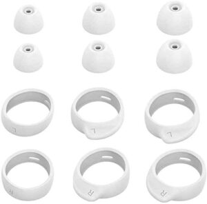 bllq replacement for samsung galaxy bud+ plus ear tips wing tips 12 pcs accessories, silicone ear hooks wingtips earbuds cover eargels eartips compatible with galaxy buds plus,white(buds+)