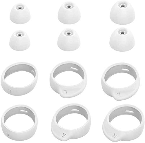 BLLQ Replacement for Samsung Galaxy Bud+ Plus Ear Tips Wing Tips 12 PCS Accessories, Silicone Ear Hooks Wingtips Earbuds Cover Eargels Eartips Compatible with Galaxy Buds Plus,White(Buds+)