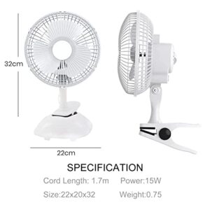 6 inch 2 speed-Adjustable Tilt, 2 in 1 clip and table fan Personal Clip On Fan plug in clip fan For The Home, Office, Dorm White color Fan