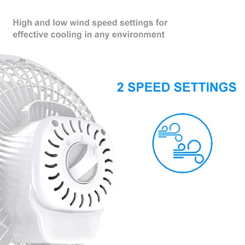 6 inch 2 speed-Adjustable Tilt, 2 in 1 clip and table fan Personal Clip On Fan plug in clip fan For The Home, Office, Dorm White color Fan