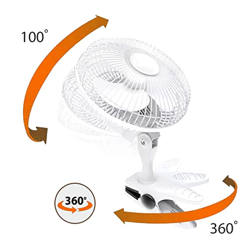 6 inch 2 speed-Adjustable Tilt, 2 in 1 clip and table fan Personal Clip On Fan plug in clip fan For The Home, Office, Dorm White color Fan