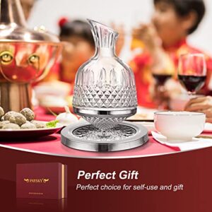 paysky spinning wine decanter, 45 oz crystal rotating wine decanter with gift box, for wedding gift, birthday, banquet, supper