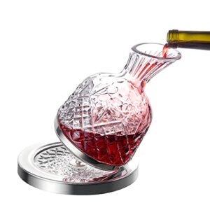 paysky spinning wine decanter, 45 oz crystal rotating wine decanter with gift box, for wedding gift, birthday, banquet, supper