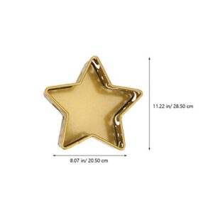 VALICLUD 2pcs Iron Serving Tray Plate Eid Islam Moon and Star Shaped Platter Pastry Dessert Tray for Home Ramadan Mubarak Party Decor Supplies (Golden)