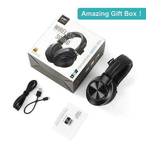 Nia Bluetooth 5.0 Over- Ear Wireless Headphones 30 Hours Battery, FM Radio, MP3 Player, Micro SD/TF with 40mm Deep Bass Drivers, Premium Microphone Built-in Headset, Foldable, Comfortable, Mowing