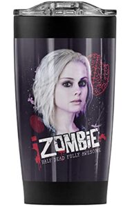 logovision izombie liv take a bite stainless steel tumbler 20 oz coffee travel mug/cup, vacuum insulated & double wall with leakproof sliding lid | great for hot drinks and cold beverages