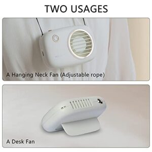 CuFun Portable Neck fan Hands free Personal Fan, Rechargeable Mini Hanging Neck Fan with Night Light for Kids Women Men Outdoor Travel Camping Park, White