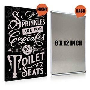 Retro Bathroom Sign Funny Metal Tin Sign Wall Decor - Farmhouse Bathroom Quote Sign for Toilet Restroom Home Decor Gifts