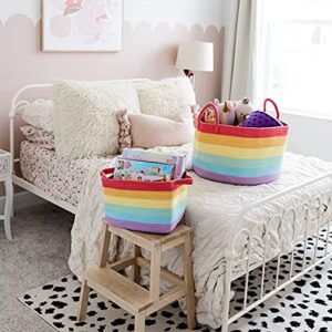 OrganiHaus Storage Basket for Rainbow Classroom Decor | Throw Blanket Basket for Living Room | Laundry Storage Organizer | Toy Basket Storage for Kids | Hamper for Baby Rainbow Nursery Decor - 20x13